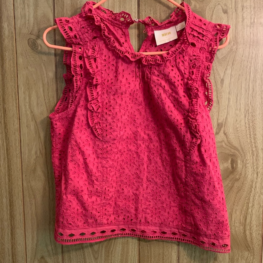 Maeve Tilly Eyelet Blouse in raspberry